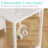 Lufeiya White Computer Desk with Fabric Drawers, 47 Inch Study Work Writing Desk for Home Office Bedroom, Simple Modern Cute PC Desks with Drawer, White Lufeiya