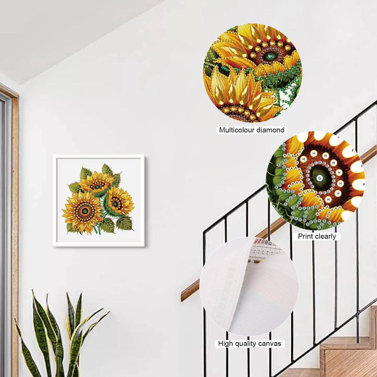 MVVMTOP Diamond Painting Art Kit, DIY Sunflower 5D Special Shape Crystal Diamond Partial Diamond Painting Mosaic Making Craft, Suitable for Home Wall Decor Art Holiday Gift MVVMTOP