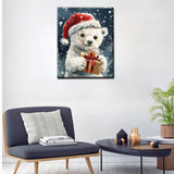 Tucocoo Cute Polar Bear Paint by Numbers Kit for Adult Christmas Animals DIY Canvas Paint by Numbers Red Santa Hat Acrylic Painting Home Decor Paint by Numbers Kits 16x20Inch Frameless Tucocoo