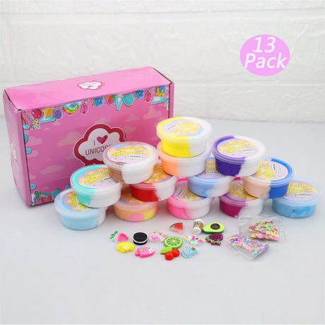 13 Pack Unicorn Dual Color Butter Slime Kit,Soft & Non-Sticky,DIY Slime Toys for Kids, for Girls and Boys Party Favors GHFEOOHN