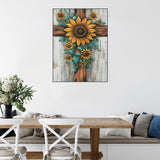 YQFCZDQ Sunflower Flowers Diamond Art Kits for Adults,DIY Religion Cross 5D Diamond Painting Kits Round Diamond Dots for Beginners,Full Drill Paint with Diamonds Pictures Gem Art Home Decor 12 x 16 In YQFCZDQ