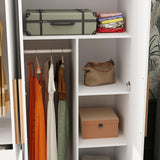 FAMAPY 4 Door Wardrobe with Drawers and Shelevs, Armoires Wardrobe Closet with Hanging Rod, Armoires and Wardrobes for Bedroom White (63”W x 20.7”D x 69.7”H) FAMAPY