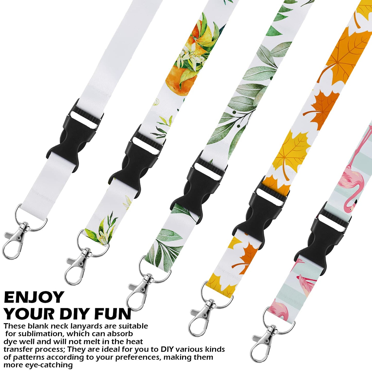 Outus 15 Pieces Sublimation Lanyard Blank White Sublimation Neck Lanyards Neoprene DIY Sublimation Lanyards Christmas Gifts for Keychain Card Name Badge Holder