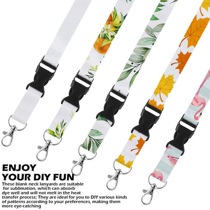 Outus 15 Pieces Sublimation Lanyard Blank White Sublimation Neck Lanyards Neoprene DIY Sublimation Lanyards Christmas Gifts for Keychain Card Name Badge Holder