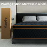 Queen Mattress- 12 Inch Hybrid Firm Support with Pocketed Coils & Cooling Gel Memory Foam | Orthopedic Back Pain Relief | Breathable | Queen Size Mattresses in a Box Pixafog