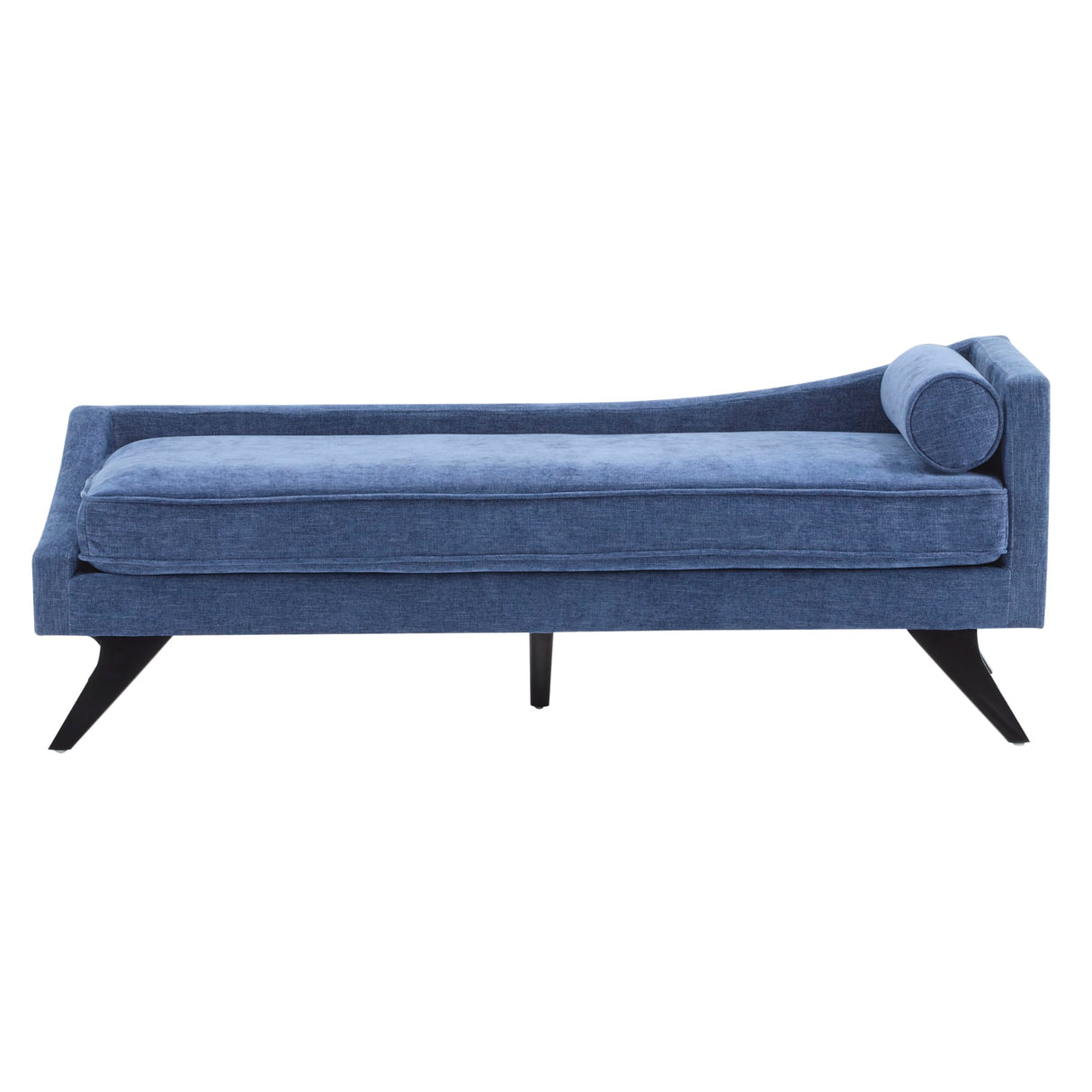 Christopher Knight Home Cagle Upholstered Loveseat Sofa with Splayed Legs, Birch Wood Frame Lounge Chair, Living Room Chaise Lounge Chair Indoor, Soft Lounge Sofa with Rolled Accent Pillow, Navy Blue Christopher Knight Home