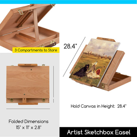 MEEDEN Oil Painting Kit, Painting Sets with Sketch Easel Box, Professional Art Paint Supplies Kit with Paint Brushes, Palette Knives, Canvases for Painting Supplies for Adults MEEDEN