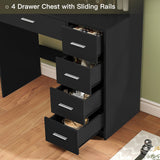 Quimoo Makeup Vanity Desk with Mirror & Lights, Vanity Desk with 5 Drawers & Storage Shelves, Vanity Table, 3 Color Modes & Adjustable Brightness Dressing Table, Bedroom Quimoo