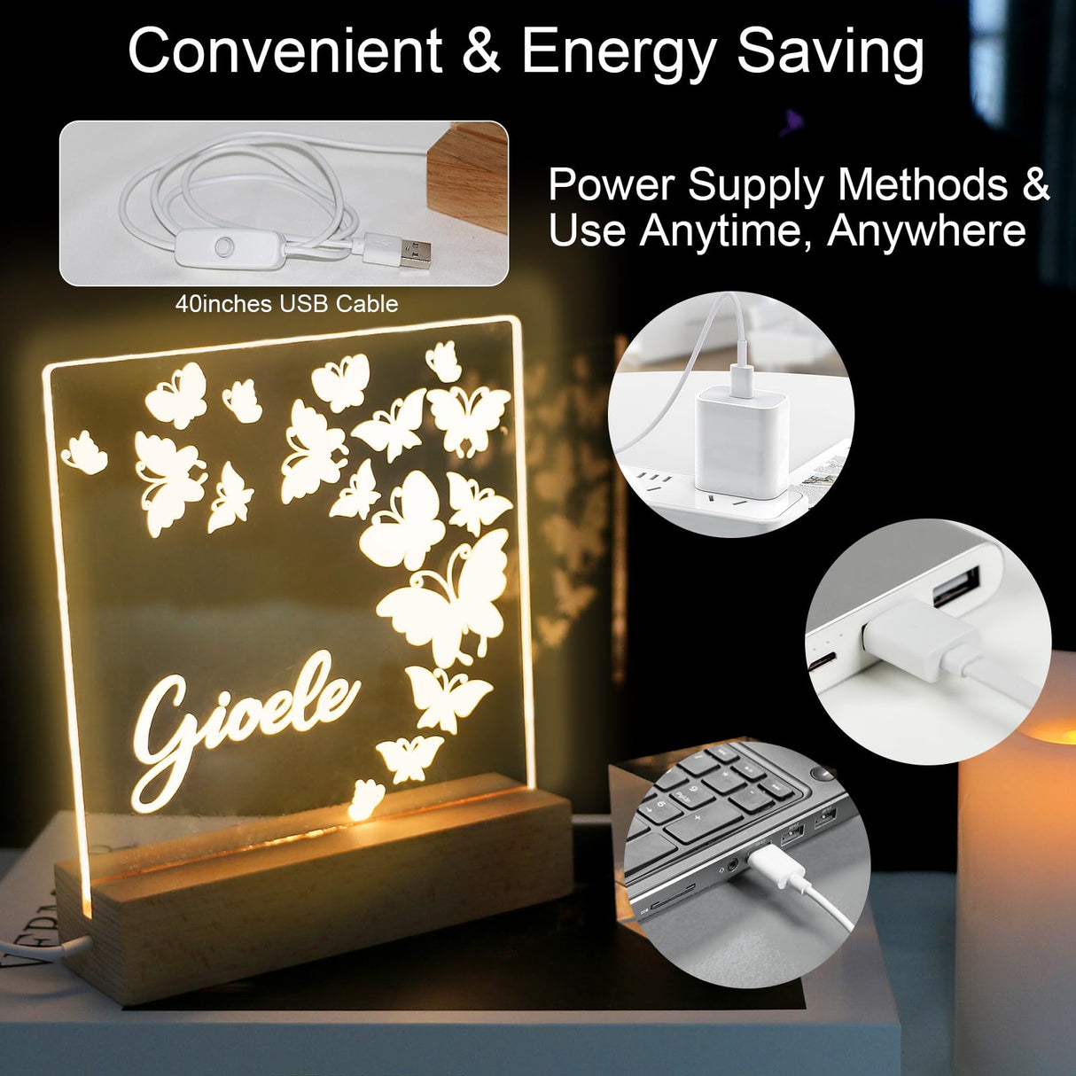 LACGO 4 PCS 6'' Wooden Light Base with Acrylic Display Boards - LED Wooden Bases with Warm White Lighted Rectangle Wood Acrylic Pedestal Stand for Home Room Bar Cafe Easter Decoration LACGO