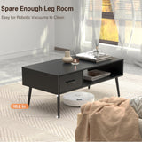 HAIOOU Coffee Table, Mid Century Modern Style Cocktail Table TV Stand with Drawer, Open Storage Shelf, Stable Floor-Anti-Scratching Pine Leg for Home, Office, Living Room - Black HAIOOU