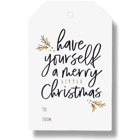 50 Pack Christmas Gift Tags with String Attached, Black and White Gift Tags for Christmas Presents, Personalized Holiday Xmas to from Gift Name Tags (3"X2") GyOnyx