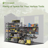 Patiowell 4' x 8' Outdoor Storage Shed with Floor, Plastic Shed Outside Resin Tool Shed with Two Windows and Lockable Door for Backyard Garden Patio Lawn, White (Fit-it Shed) Patiowell