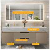 Genpai Floating Bathroom Vanity - 72IN Bathroom Vanity with Sink Business, Double Sink | LED Lights & One-Touch Defogging, Easy Installation, 2 Drawers Genpai