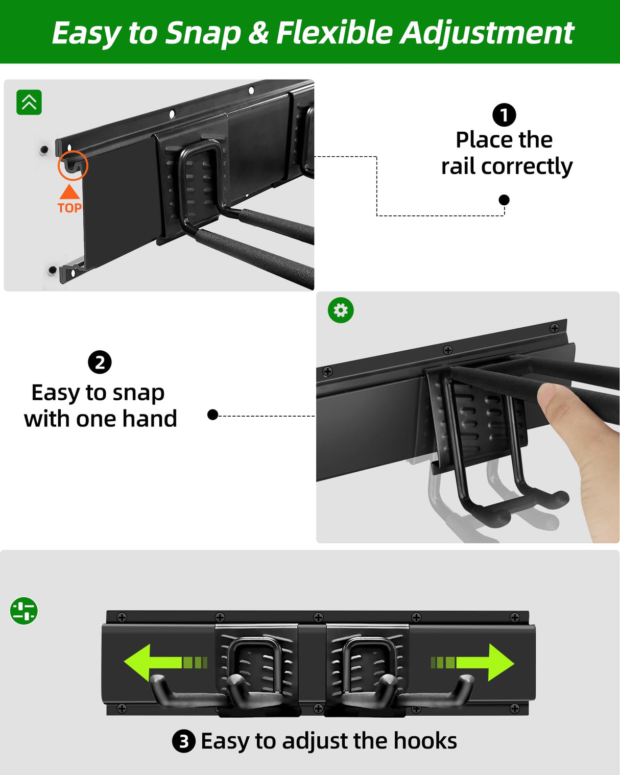 PIYILO 64 inches Garage Tool Organizer Wall Mount, Heavy Duty Garden Tool Organizer Rack, Hanging Storage Organization Racks Holder with 10 Hooks, for Lawn Tools, Shovel, Shed PIYILO