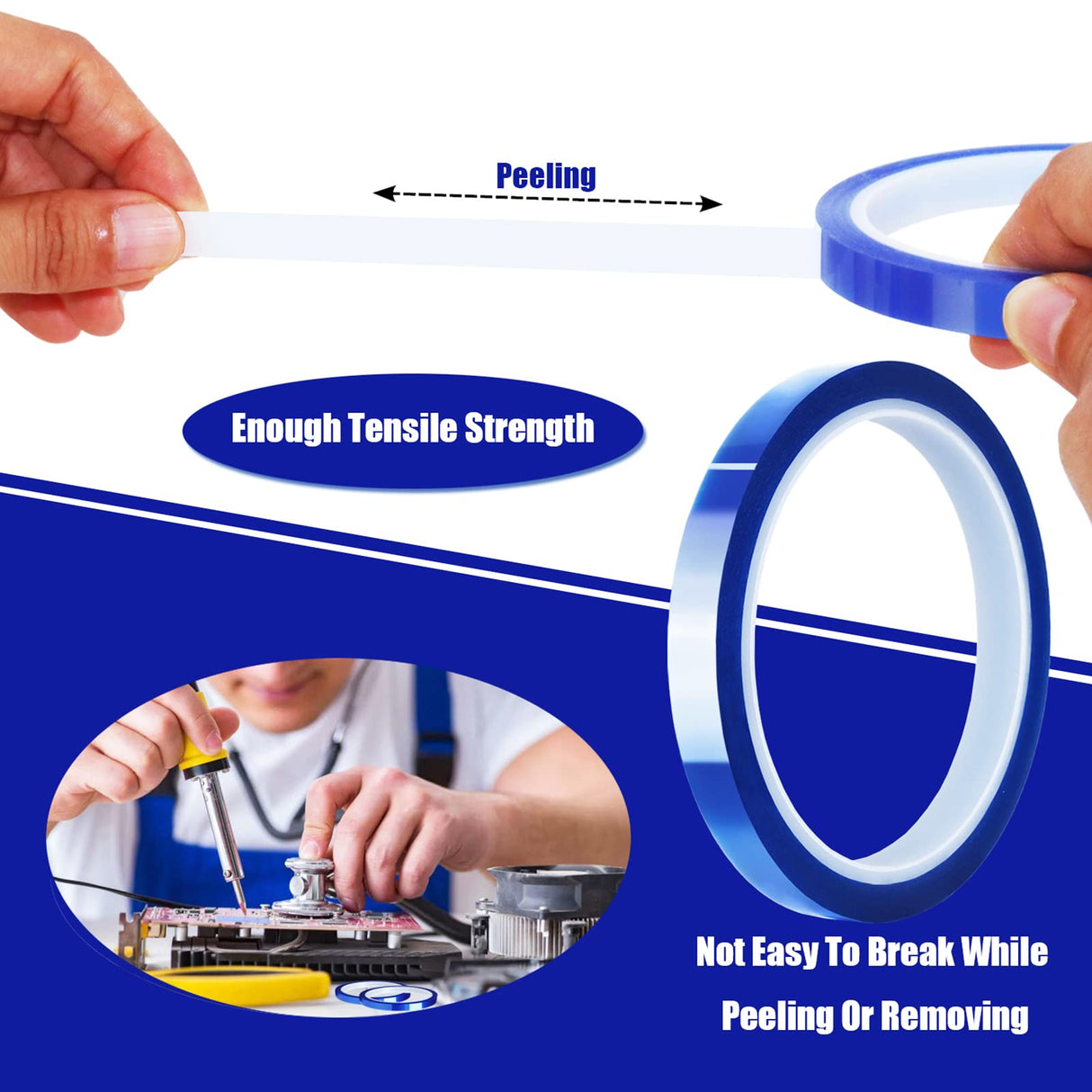 MEBMIK 4 Rolls 10mm x33m(108ft) Blue Heat Tape High Temperature Heat Resistant Tape Heat Transfer Tape for Heat Sublimation Press No Residue and Heat Transfer Vinyl MEBMIK