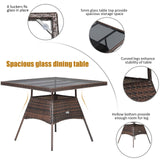 Tangkula 5 Pieces Wicker Patio Dining Set, Outdoor PE Rattan Chairs Table Set with 4 Seat Cushions, Patio Dining Furniture with Tempered Glass Tabletop, Suitable for Porch, Yard Tangkula