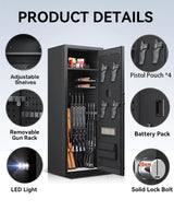 10-13 Gun Safe, Gun Safe for Rifles and Pistols, Gun Safes for Home Rifle and Pistols, Biometric Fingerprint Security, Fingerprint Gun Cabinet for Rifles and Password Lock Xyvaly