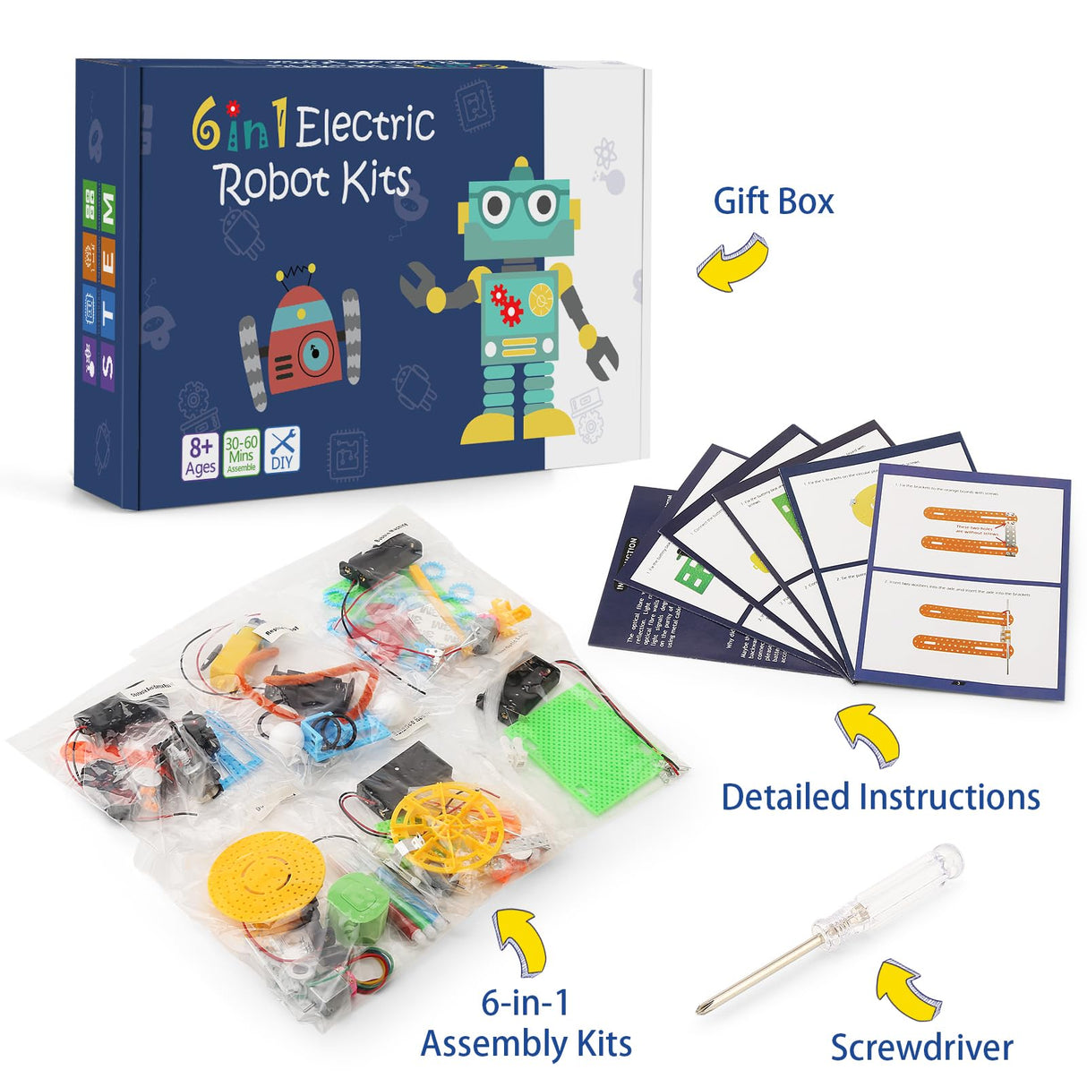 STEM Robotics Kits for Kids Science Kits Ages 5-7 6-8 8-10 8-12, Build A Engineering Robot Building Toys Science Experiments Projects, STEM Toys Activities for Boys Girls Age 8-12 WESAYEE