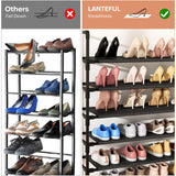 LANTEFUL 11 Tiers Tall Shoe Rack Holds 55 Pairs of Shoes with 18pcs Hooks Sturdy Wide Shoe Organizer Storage Free Standing Metal Shoe Shelf for Closet, Entryway Black LANTEFUL