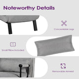 TYBOATLE Folding Chair Bed, Comfy Convertible Sleeper Sofa, 5 in 1 Folding Bed with 5-Position Adjustable Backrest & Pillow, Floor Single Chairs, Cozy Futon Chair for Small Spaces, Office (Light Grey) TYBOATLE