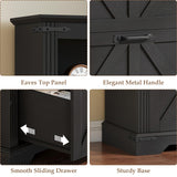 Vabches Farmhouse Bookshelf with 3 Large Drawers, 70" Tall Bookcase with 5-Cube Storage Organizer, 3 Tier Wood Display Storage Cabinet for Home Office, Living Room, Rustic Black Vabches