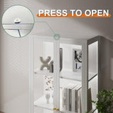 TIMELESS PIECES 66" H Glass Display Cabinet 4-Tier,Lighted Display case,Curio Cabinet with Glass Doors and Adjustable Shelves, Display Shelf for Collectibles,Living Room TIMELESS PIECES