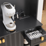 Buenhomino Kitchen Pantry Cabinet, 71" Hutch Cabinet with Countertop & Power Outlet & Adjustable Shelves, Wood Buffet Cabinet Organizer with Buenhomino