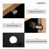 ONBRILL TV Stand for 55/60/65 Inch TV, LED Entertainment Center with Storage Cabinets and Adjustable Shelves, Mid Century Modern Wood TV Media Console for Living Room, Bedroom ONBRILL