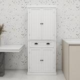 Elegant White Freestanding Kitchen Pantry Cabinet with Adjustable Shelves and Drawer GOAWGO