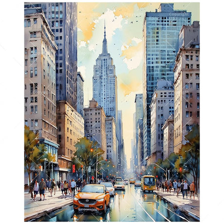 New York Cityscape Paint by Numbers Kit for Adults - DIY Urban Street Scene with Empire State Building Painting on Canvas 16x20 Inches, Acrylic Paint Set for Beginners, Home Decoration Art or Gifts DecorFriday