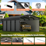 Benass 12x20 Metal Carport, Carport Canopy 12x20 Heavy Duty, Galvanized Steel Roof Car Port with Removable Polyethylene Sidewalls Benass