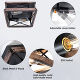 MAYNA 2-Light Industrial Ceiling Light Fixtures, Farmhouse Flush Mount Ceiling Light, Metal and Wood Square Dining Room Light Fixture for Hallway Bedroom Balcony Farmhouse,Black MAYNA