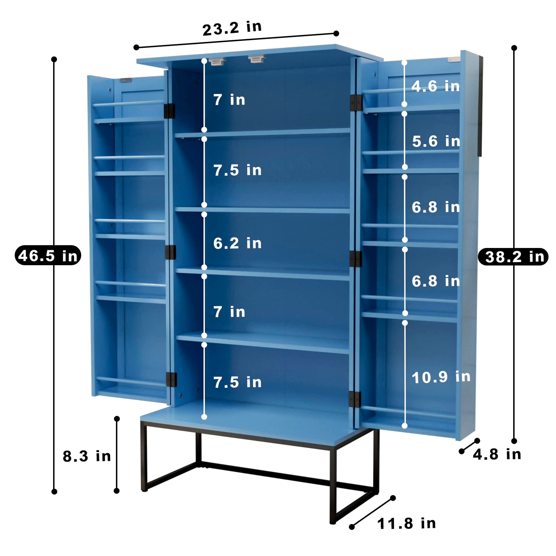 HOLTICO 46.5'' Accent Wood Grain Kitchen Pantry with Doors, Storage Cabinet with Adjustable Shelves, Food Pantry Cabinet for Kitchen, Dining Room, - WoodArtSupply