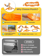 VBABY Climbing Toys for Toddlers 1-6, Pikler Triangle Set 4 in 1, Plastic Indoor Toddler Climbing Toys, Foldable Montessori Pikler Climbing Set, Outdoor Climbing Toys for Kids, Orange & Blue VBABY