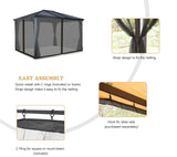 Coverify Replacement Gazebo Mosquito Netting 10x10FT, Universal Outdoor Pergola 4-Panel Patio Screen Walls with Zipper (Mosquito Netting ONLY, Black) Coverify