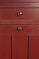 DutchCrafters 34" Solid Pine Wood Soft Close Tilt Out Trash Can Recycle Bin with Drawer, 9 Gallon/36 Quart - Amish Made in USA (Cranberry Red) DutchCrafters