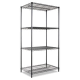 Alera ALESW503624BL 36 in. x 24 in. x 72 in. NSF Certified Industrial Four-Shelf Wire Shelving Kit - Black Alera