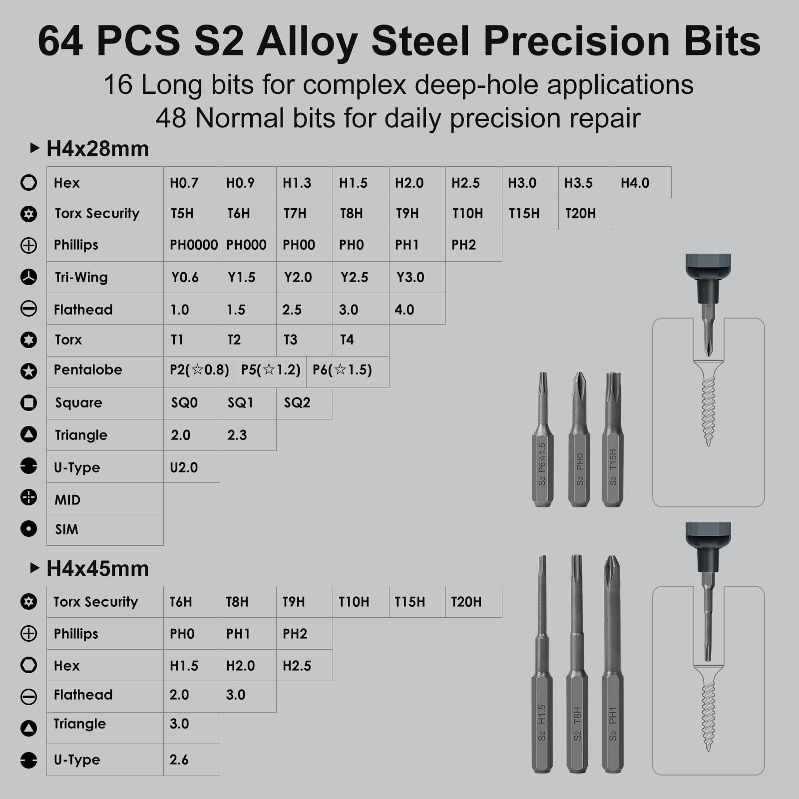 STREBITO Mini Electric Screwdriver Set, 70 in 1 Small Electric Screwdriver Cordless - 64 S2 Preicison Bits, 5 Torque Settings, 4 LED Lights, Mini Power Screwdriver Repair Tool Kit for PC RC E - WoodArtSupply