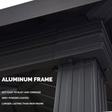 PURPLE LEAF 6.5' X 12' Hardtop Grill Gazebo for Patio Permanent Aluminum Barbeque Shelter Gazebo Canopy with Ceiling Hook and Shelves Double Tiered Grey Outdoor BBQ Gazebo PURPLE LEAF