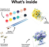 2 Packs Framed Flower Paint by Numbers Kit for Adults, Easy Acrylic Paint by Numbers on Canvas with Paints and Brushes, Small Flowers Arts and Crafts Kits for Home Wall Decor(8 * 8inch) Clendo