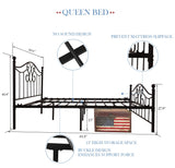 YALAXON Vintage Sturdy Metal Bed Frame with Headboard and Footboard Basic Bed Frame No Box Spring (Queen, Black) YALAXON