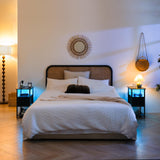 Yoobure Narrow Side Table, LED End Table with Charging Station, 3-Tier End Tables Living Room with Adjustable Fabric Drawer, Small Nightstand with Outlets, Storage Night Stand for Bedroom Small Spaces Yoobure