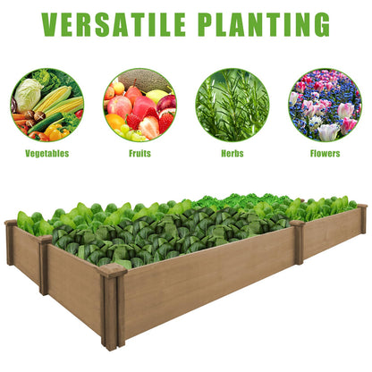 PetsCosset 8x4Ft Raised Garden Bed – Planter Box for Outdoor Plants, Fir Wood Garden Beds for Vegetable, Herb, and Flower Cultivation – Easy Assemble