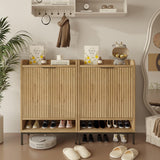 ALBSL Modern Shoe Cabinet with Fluted Door,5-Tier Farmhouse Shoe Cabinet with 3 Adjustable Shelves,41.5'' Tall Wooden Shoe Rack Organizer Cabinet for Entryway, Hallway,Living Room,Natural ALBSL