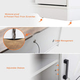 WAMPAT Modern Farmhouse 3 in 1 TV Stand for up to 95" TVs Wood Entertainment Center with Open Storage for Living Room,Antique White WAMPAT