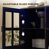 MEISSALIVVE 4-Piece Wall Unit TV Stand with Storage & LED Lights for TVs up to 75", Modern Entertainment Center with Bookshelves & 4-Door Pantry Cabinet, Black MEISSALIVVE