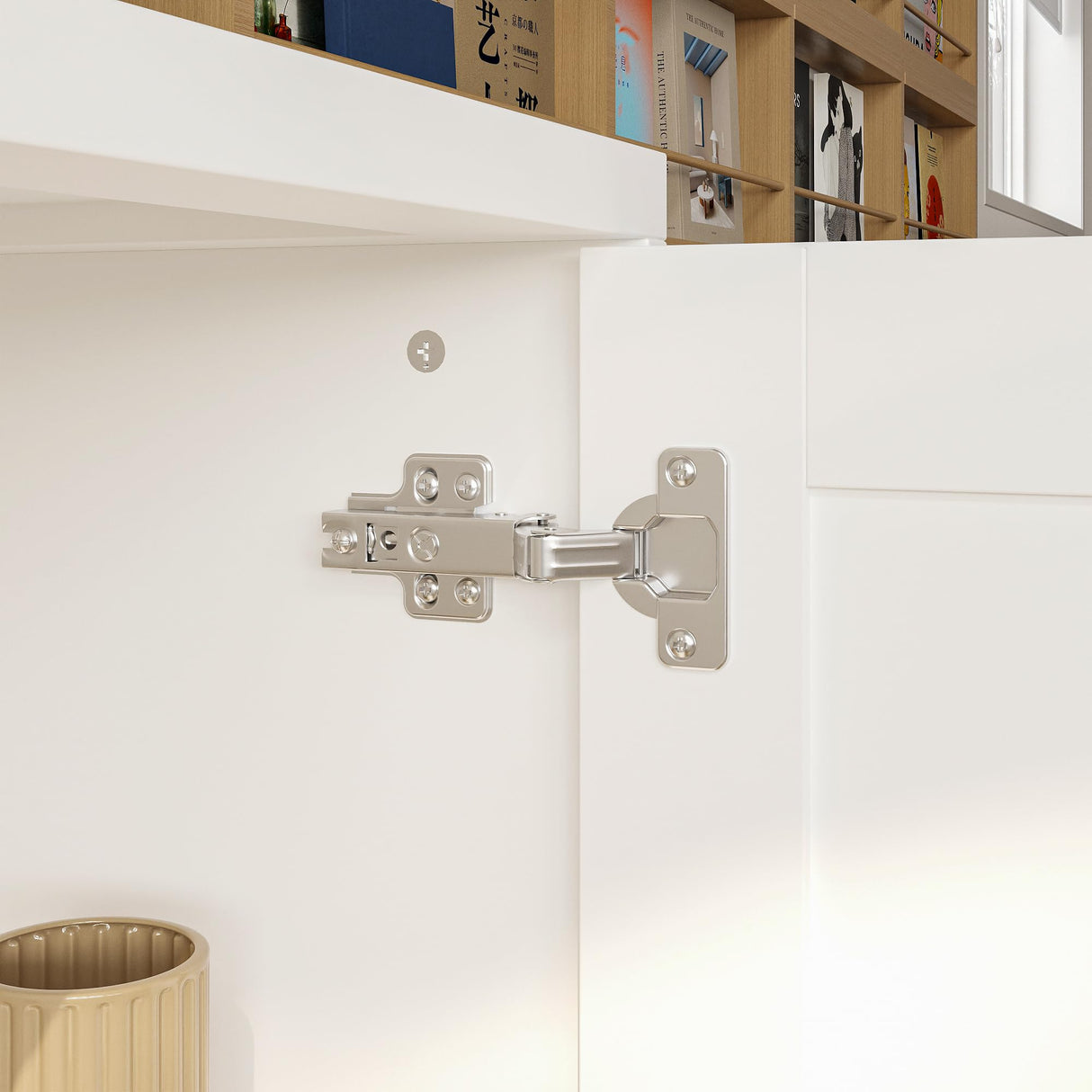 ROMSHINE 70.9" W Wall Unit TV Stand with Storage Shelf, Modern TV Console with 4-Tiers Shelf Bookcase, Entertainment Center with Drawers and Rack for Living Room, White ROMSHINE