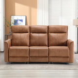 Manual Loveseat Recliner Sofa, Wall-Hugger 3 Seat Reclining Love Seat Couches, Leathaire Reclining Sofa Set, 3-Seater Recliner Chair for Living Room, Office, Apartment, Brown CANMOV