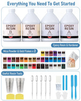 Smallbudi 4 Gallon Epoxy Resin Kit for Beginners, Resin Kit with 72 Mica Powder, Foil Flakes, Measuring Cups, Sticks - Resin Epoxy for Casting, Coating, Art Craft, River Table, DIY Resin Coasters Smallbudi