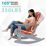 Sundale Outdoor Adirondack Rocking Chair with Cushion, HDPE Patio Plastic All Weather Adirondack Rocker, Water Resistant for Outside, Garden, Pool, Yard, Grey Sundale Outdoor